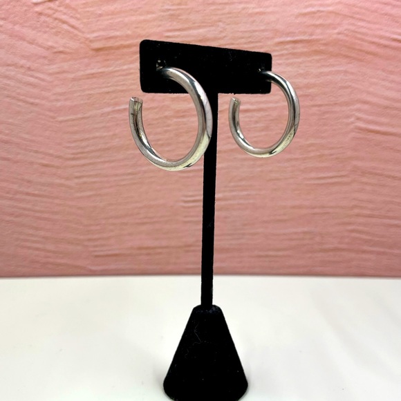 Jewelry - Vintage 925 Sterling Silver Thick 1 Inch Tube Hoop Earrings